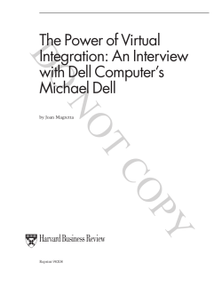 DO NOT COPY The Power of Virtual Integration: An Interview with Dell Computer’s