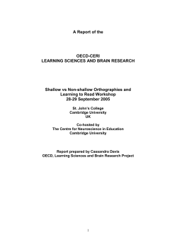 A Report of the  OECD-CERI LEARNING SCIENCES AND BRAIN RESEARCH