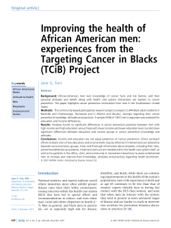 Improving the health of African American men: experiences from the