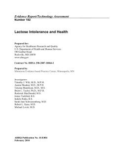 Lactose Intolerance and Health Evidence Report/Technology Assessment Number 192