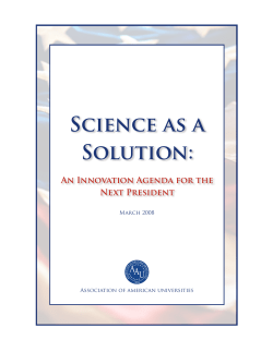 Science as a Solution:  An Innovation Agenda for the
