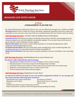 MANAGING LIFE WITH CANCER At Home  A MANAGEMENT PLAN FOR YOU