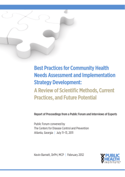 Best Practices for Community Health Needs Assessment and Implementation Strategy Development: