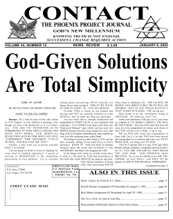 Are Total Simplicity God-Given Solutions CONTACT THE PHOENIX PROJECT JOURNAL