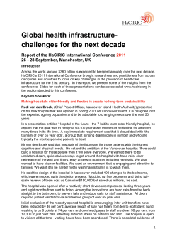 Global health infrastructure- challenges for the next decade