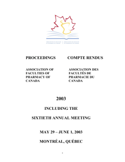 2003 PROCEEDINGS COMPTE RENDUS INCLUDING THE