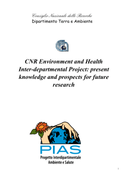 CNR Environment and Health Inter-departmental Project: present knowledge and prospects for future research