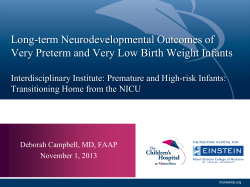 Long-term Neurodevelopmental Outcomes of Interdisciplinary Institute: Premature and High-risk Infants:
