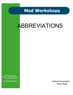 ABBREVIATIONS Med Workshops Medical Transcription Home Study