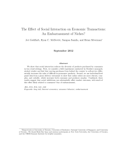 The Eﬀect of Social Interaction on Economic Transactions: September 2012