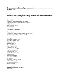 Effects of Omega-3 Fatty Acids on Mental Health Evidence Report/Technology Assessment