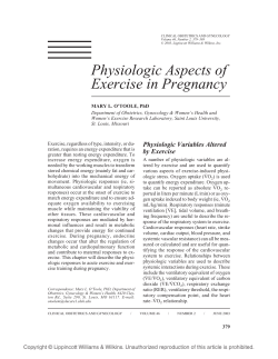 Physiologic Aspects of Exercise in Pregnancy