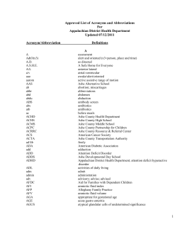 Approved List of Acronyms and Abbreviations For Appalachian District Health Department Updated 07/12/2011