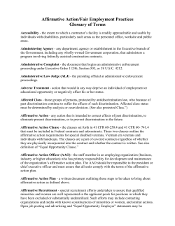 Affirmative Action/Fair Employment Practices Glossary of Terms