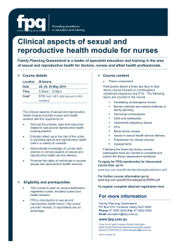 Clinical aspects of sexual and reproductive health module for nurses