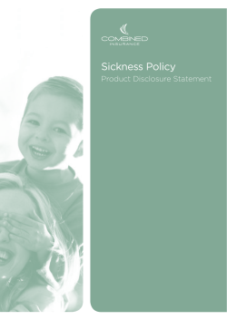 Sickness Policy Product Disclosure Statement