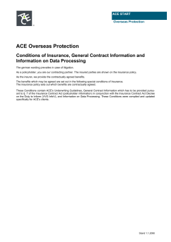 ACE Overseas Protection Conditions of Insurance, General Contract Information and