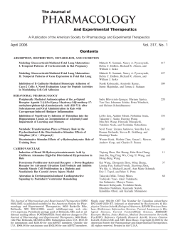 PHARMACOLOGY The Journal of And Experimental Therapeutics Contents