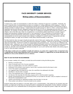 PACE UNIVERSITY CAREER SERVICES Writing Letters of Recommendation