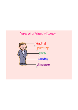 Parts of a Friendly Letter heading greeting body