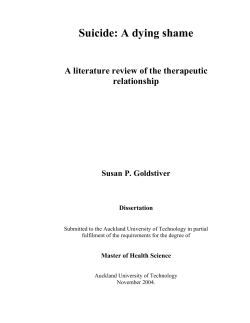 Suicide: A dying shame  A literature review of the therapeutic relationship