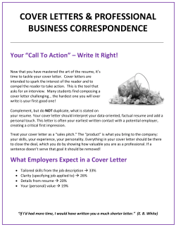 COVER LETTERS &amp; PROFESSIONAL BUSINESS CORRESPONDENCE