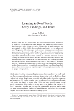 Learning to Read Words: Theory, Findings, and Issues Linnea C. Ehri