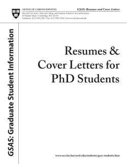 GSAS: Resumes and Cover Letters