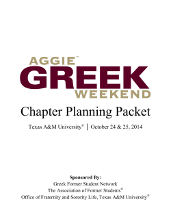 Chapter Planning Packet │ October 24 &amp; 25, 2014 Texas A&amp;M University