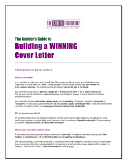 Building a WINNING Cover Letter The Insider's Guide to