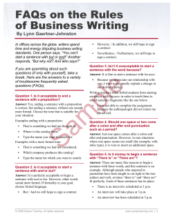FAQs on the Rules of Business Writing By Lynn Gaertner-Johnston