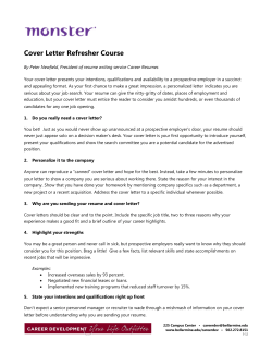 Cover Letter Refresher Course