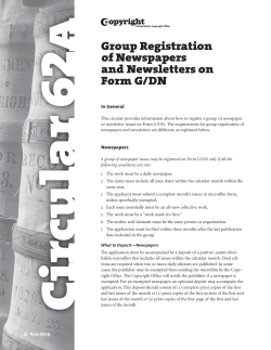 r 62a Group Registration of Newspapers and Newsletters on