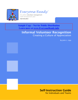 Informal Volunteer Recognition Self-Instruction Guide Creating a Culture of Appreciation