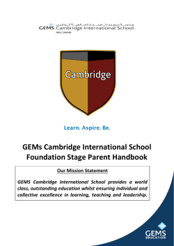 GEMs Cambridge International School Foundation Stage Parent Handbook