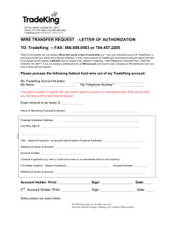 WIRE TRANSFER REQUEST  - LETTER OF AUTHORIZATION