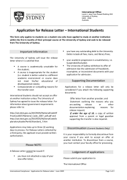 Application for Release Letter – International Students