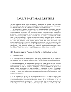 PAUL’S PASTORAL LETTERS