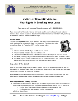 Victims of Domestic Violence: Your Rights In Breaking Your Lease