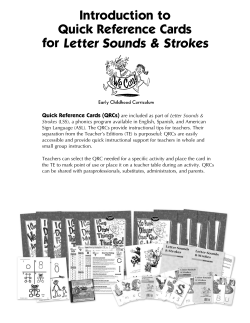 Introduction to Quick Reference Cards for  Letter Sounds &amp; Strokes