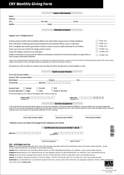 Bank Verification Letter CRY Monthly Giving Form Date To,