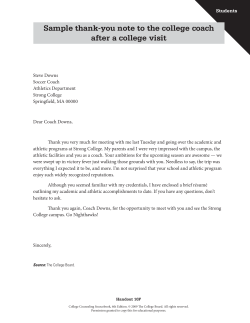 TITLE Sample thank-you note to the college coach after a college visit