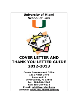 COVER LETTER AND THANK YOU LETTER GUIDE 2012-2013