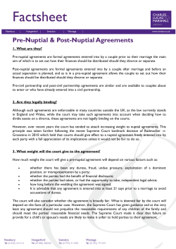 Factsheet Pre-Nuptial &amp; Post-Nuptial Agreements