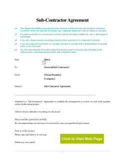 Sub-Contractor Agreement