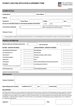 STUDENT LOAN FUND APPLICATION &amp; AGREEMENT FORM STUDENT DETAILS