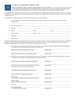 CONTRACT AND AGREEMENT APPROVAL FORM