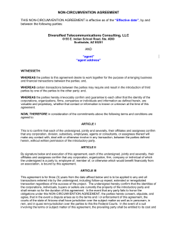 NON-CIRCUMVENTION AGREEMENT  Diversified Telecommunications Consulting, LLC