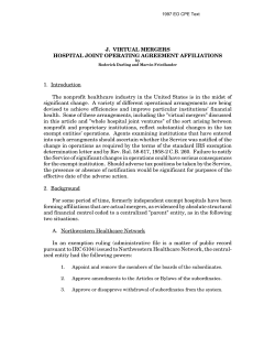 J.  VIRTUAL MERGERS HOSPITAL JOINT OPERATING AGREEMENT AFFILIATIONS 1.  Introduction