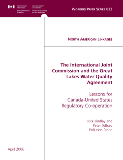 The International Joint Commission and the Great Lakes Water Quality Agreement